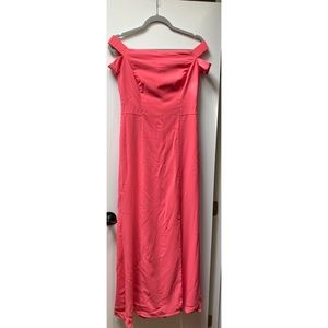 Ralph Lauren off the shoulder gown with slit, color: coral, size:6